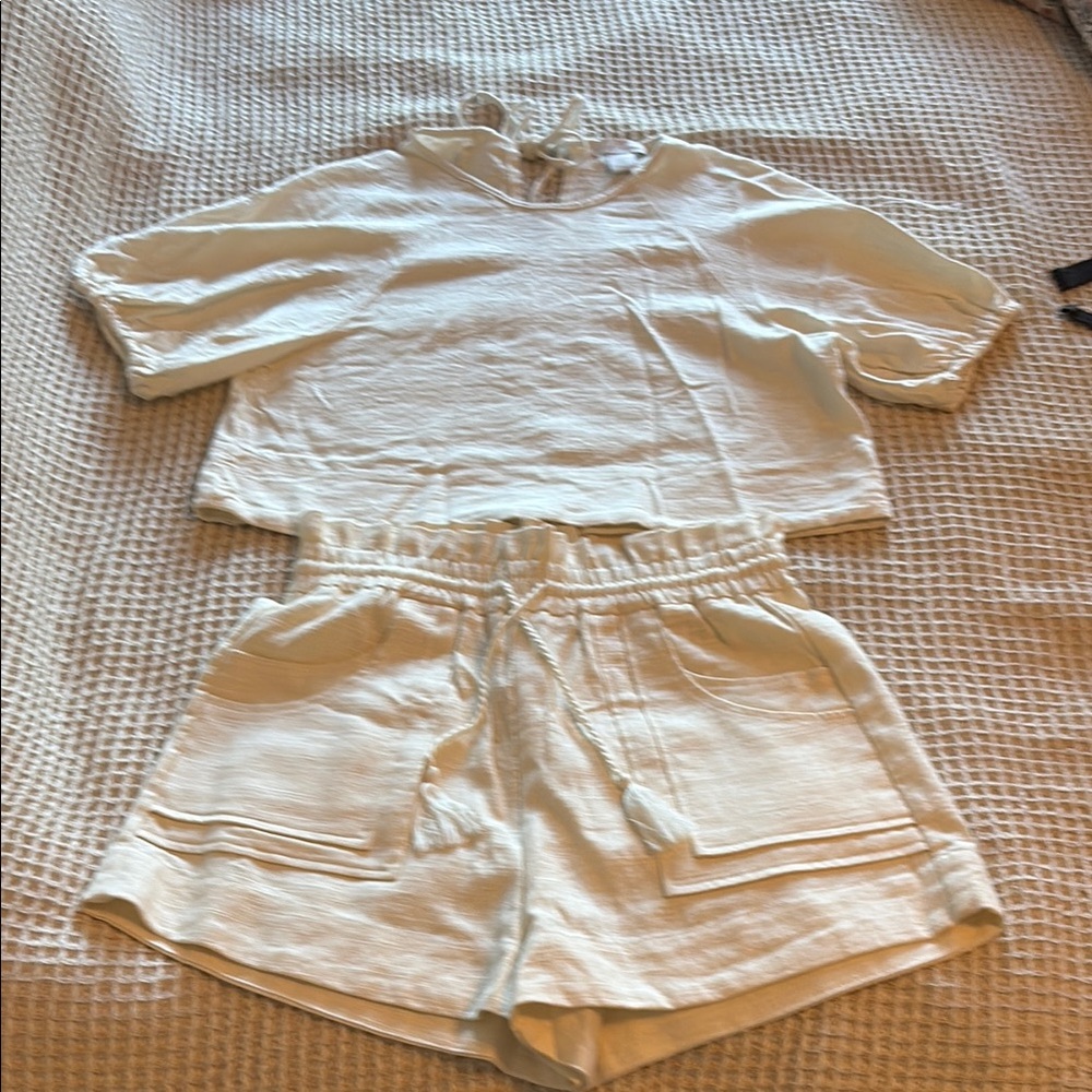 White Short Sleeve Top and Shorts Set